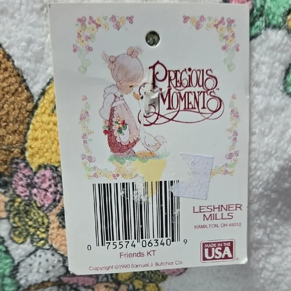 Precious Moments Floral Friends Towel - Green and Pink.. Vintage